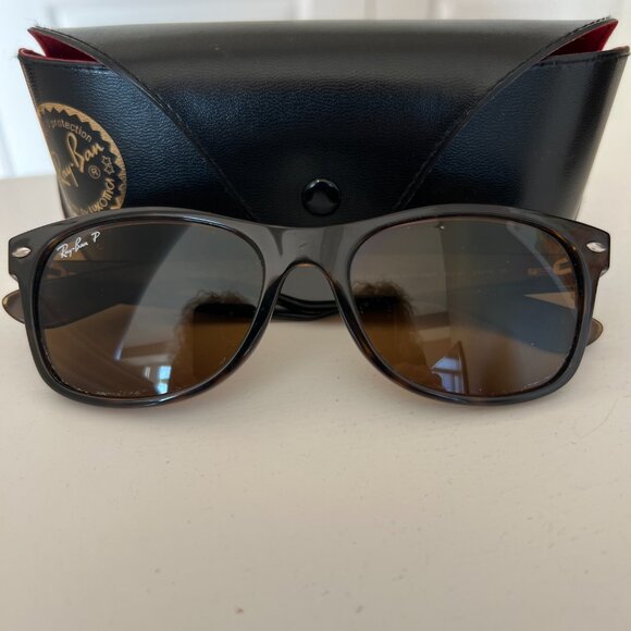 RAY-BAN "New Wayfarer" Classic Polarized Sunglasses - Size 55-18 - Brown - EUC - Picture 4 of 12